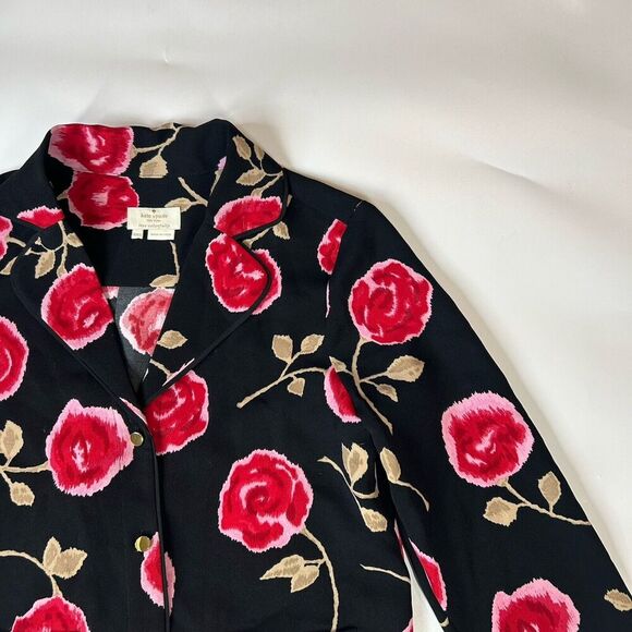Kate Spade Top Women’s 2XS Button Down Floral Roses Hazy Crepe Blazer Career - Picture 2 of 8